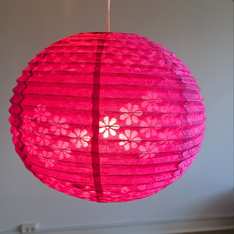 Rice Paper Lampshades - Handmade Lokta Paper Lampshade - Pink