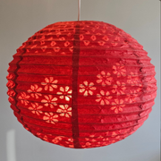 Paper Lampshade - Handmade Lokta Paper Lampshades - red