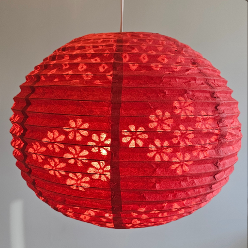 Paper Lampshade - Handmade Lokta Paper Lampshades - red