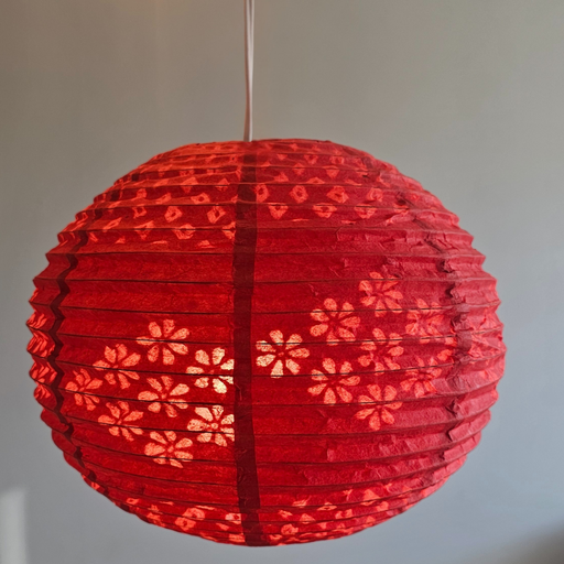 Paper Lampshade - Handmade Lokta Paper Lampshades- red main