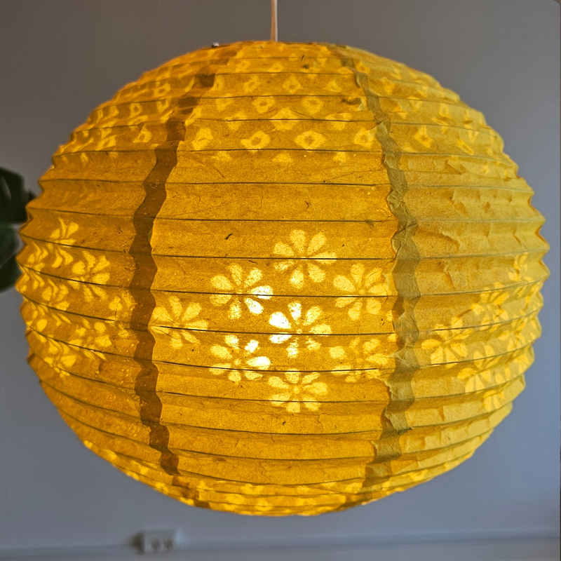 Handmade Paper Lampshades - Lokta Paper Lampshade - Yellow main