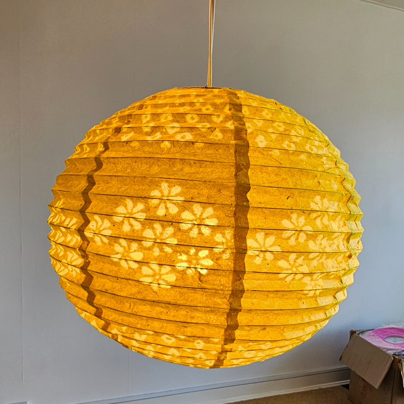 Handmade Paper Lampshades - Lokta Paper Lampshade - Yellow 