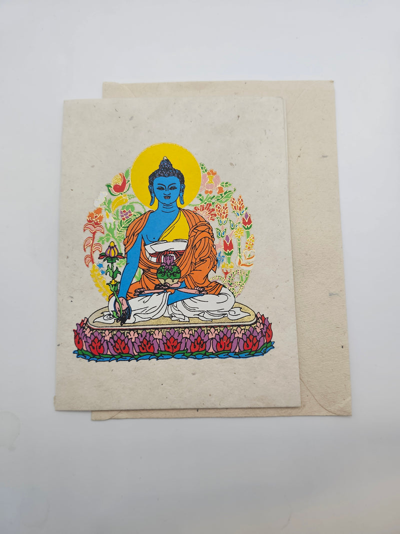 Medicine Buddha Artisan Lokta Greeting Card with Envelope
