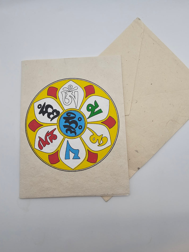 Tibetan Mantra Handmade Lokta Greeting Card with Envelope