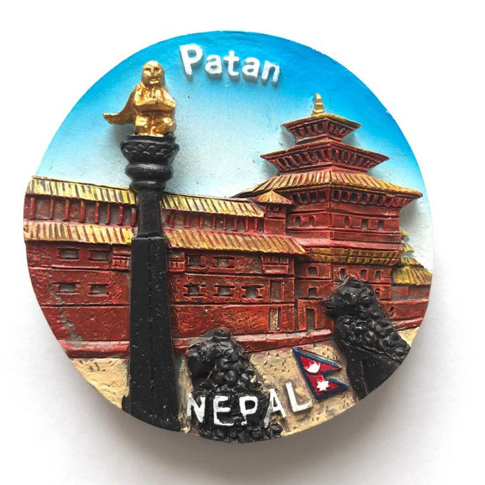 Patan Durbar Square 3D Fridge Magnet, Refrigerator Magnet Circular