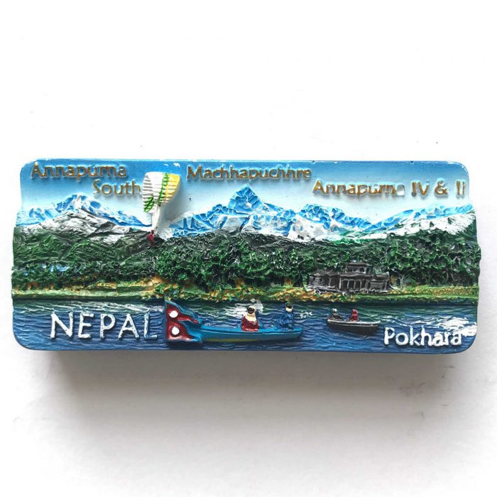 Pokhara Mountain View 3D Fridge Magnet, Refrigerator Magnet Circular