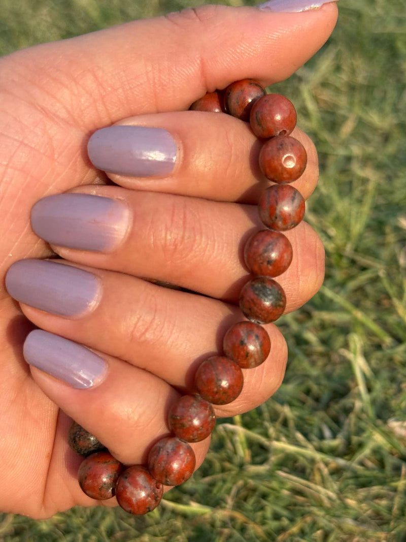 Red Jasper Bracelet – Natural 8mm Stone Bead Stretch Bracelet