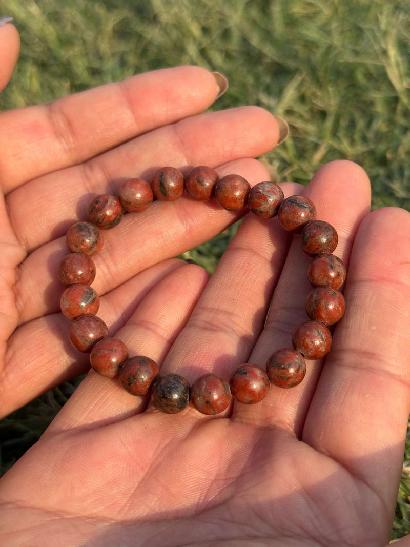 Red Jasper Bracelet – Natural 8mm Stone Bead Stretch Bracelet
