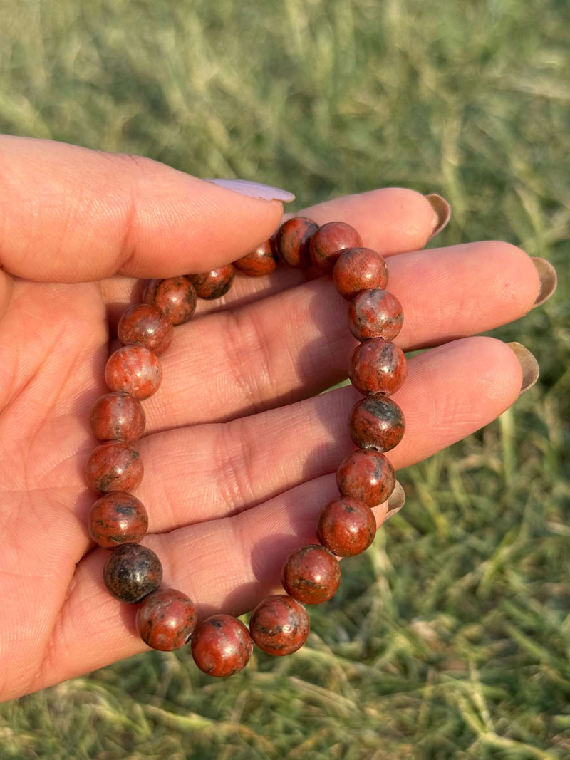Red Jasper Bracelet – Natural 8mm Stone Bead Stretch Bracelet