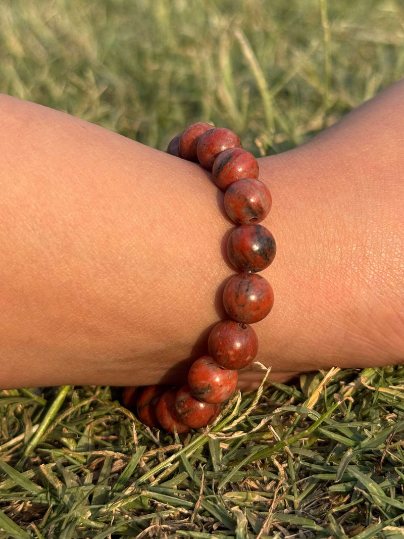 Red Jasper Bracelet – Natural 8mm Stone Bead Stretch Bracelet