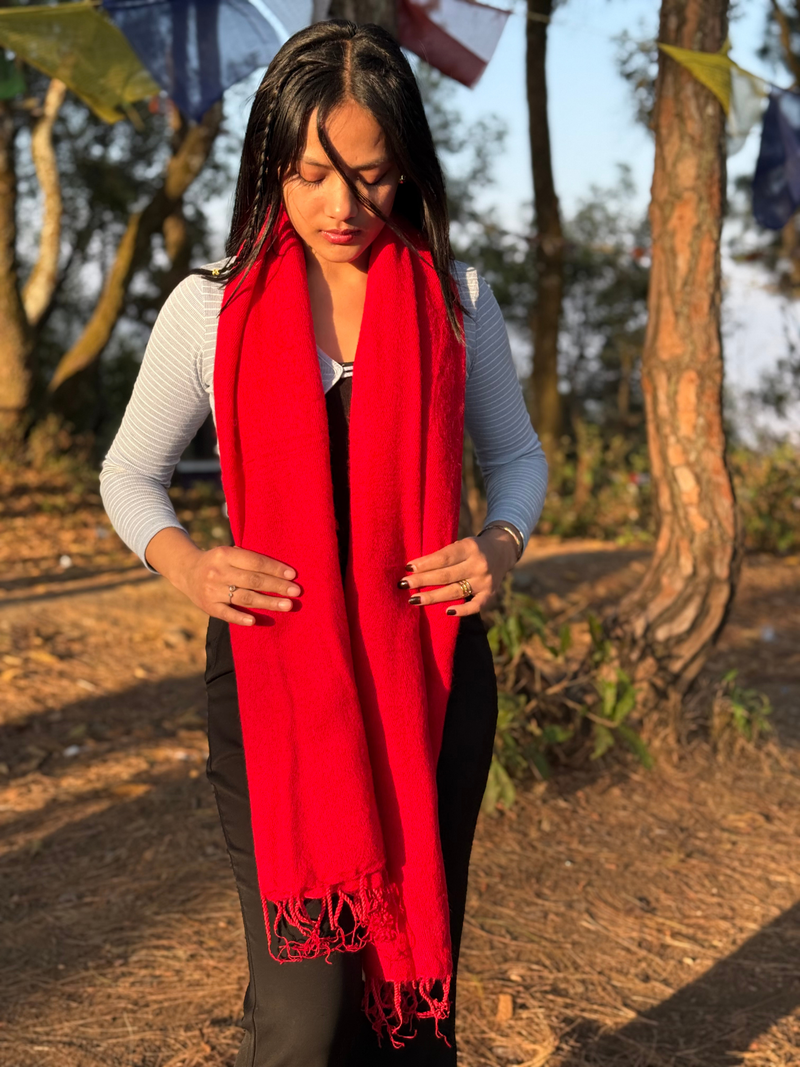 Artisan Red Yak Wool Blend Shawl