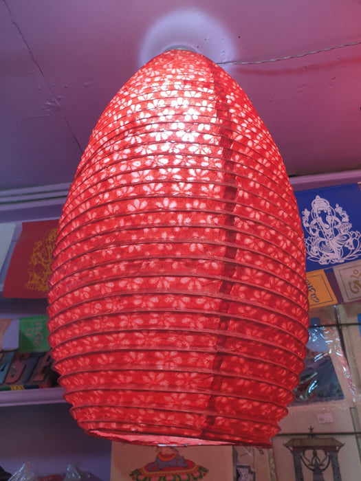 Red - Lokta Paper Lamp Shade Oval