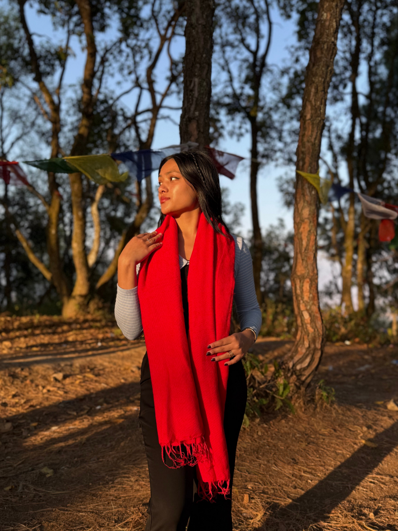Artisan Red Yak Wool Blend Shawl