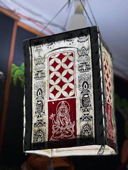 Red Green Tara - Lokta Paper Lamp Shade square