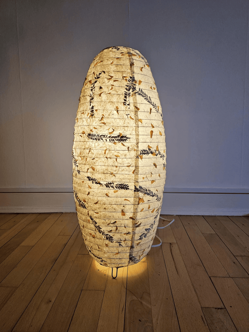 rice paper lampshade - table lampshade - fern petal marigold mixed