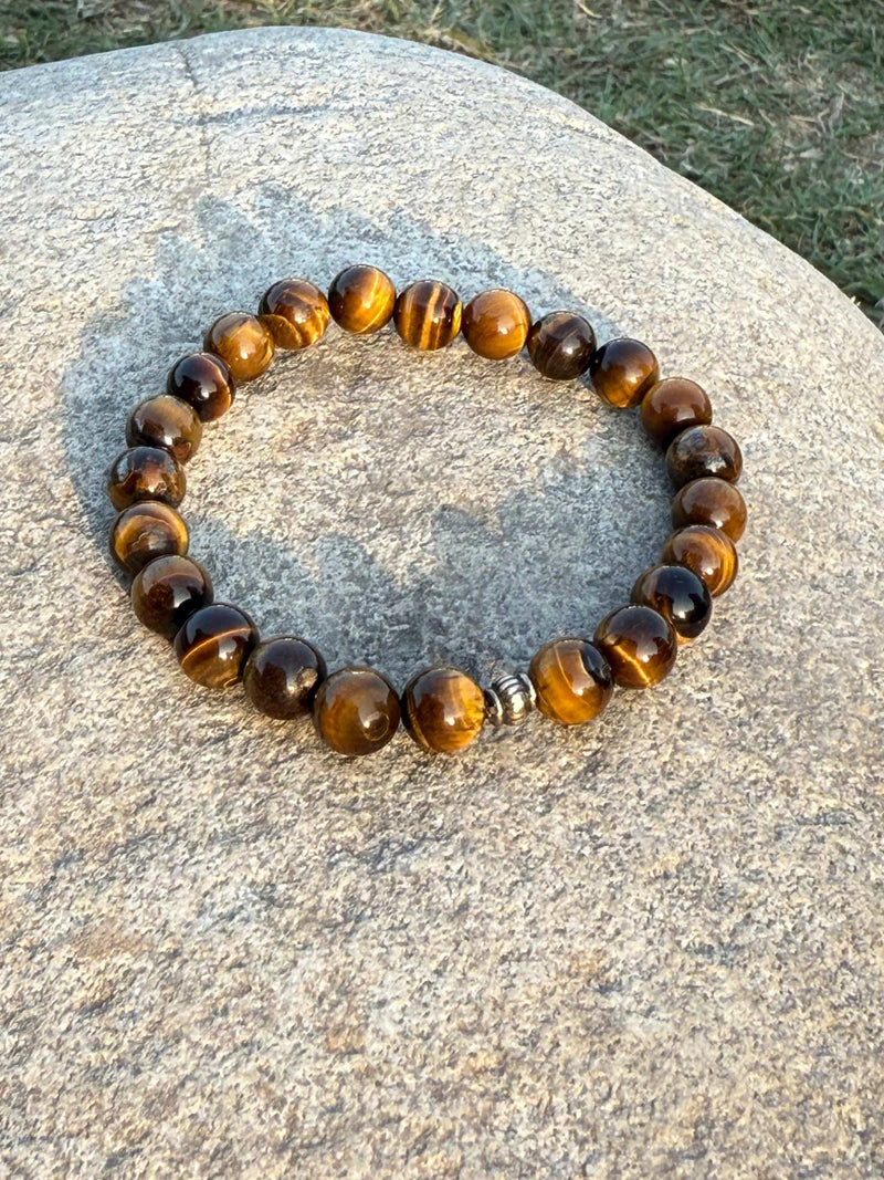 Tiger Eye Gemstone Bracelet – Polished 8mm Stretch Bead Bracelet