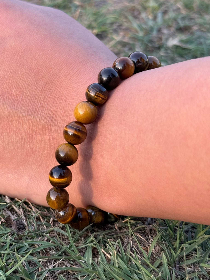 Tiger Eye Gemstone Bracelet – Polished 8mm Stretch Bead Bracelet