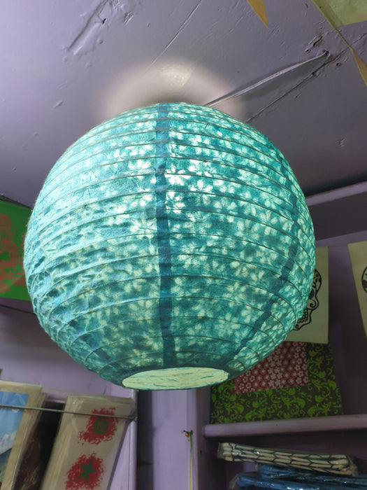 Handmade Lokta Paper Lampshade -Round Shape - Hanging Lampshades, Turquoise