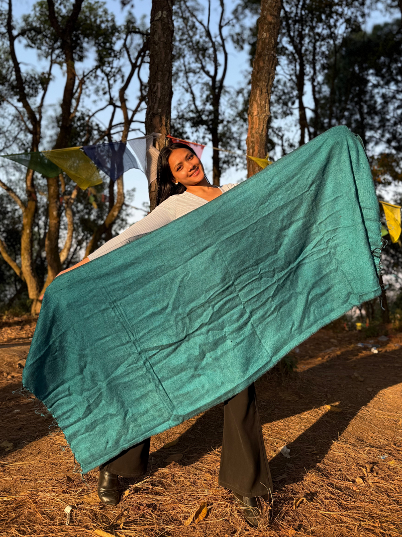 Turquoise Yak Wool Blend Shawl