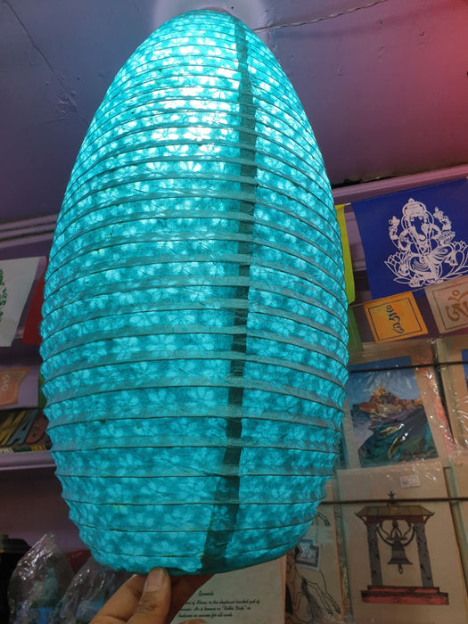 Turquoise - Lokta Paper Lamp Shade Oval