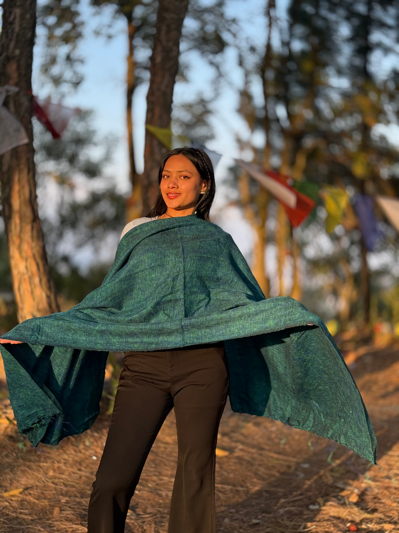 Turquoise Yak Wool Blend Shawl