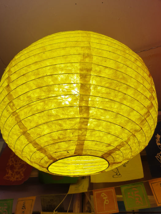 Handmade Lokta Paper Lampshade -Round Shape - Hanging Lampshades, Yellow