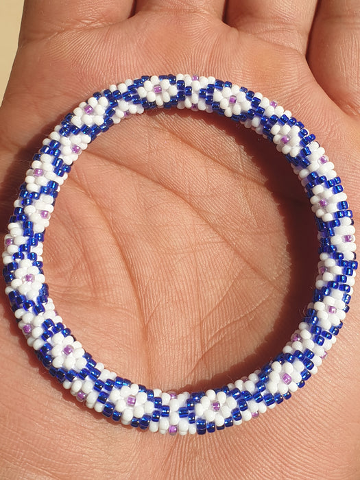 BeadsJoy Blue Flower Bracelet