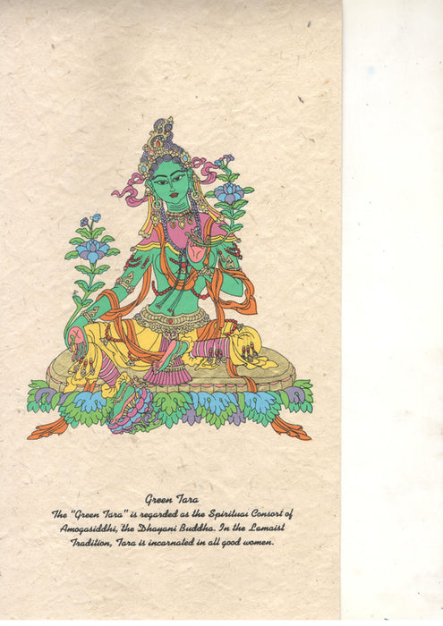 Green Tara -Lokta paper wall hanging poster