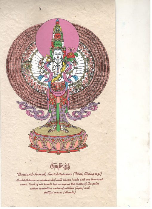 Tibetan Chengrezi -Lokta paper wall hanging poster