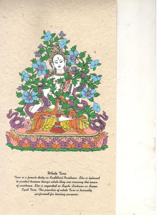 White Tara -Lokta paper wall hanging poster