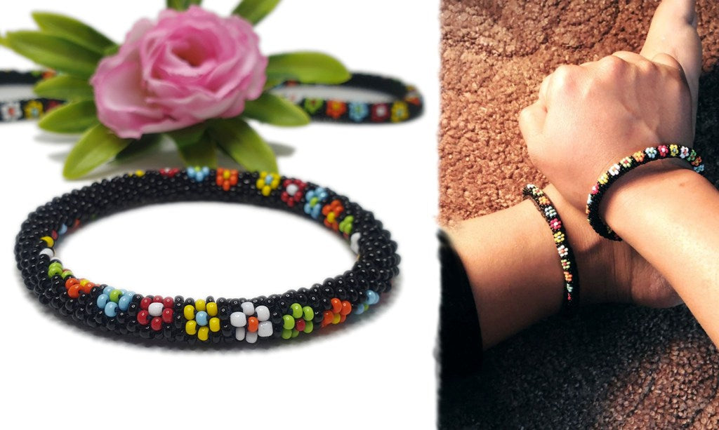 BeadsJoy Nepal Bracelet and Anklet stacked Together